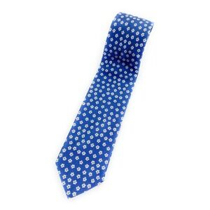 Faconnable Men's 100% Silk Hand Made Italy Blue Daisy Floral‎ Neck Tie